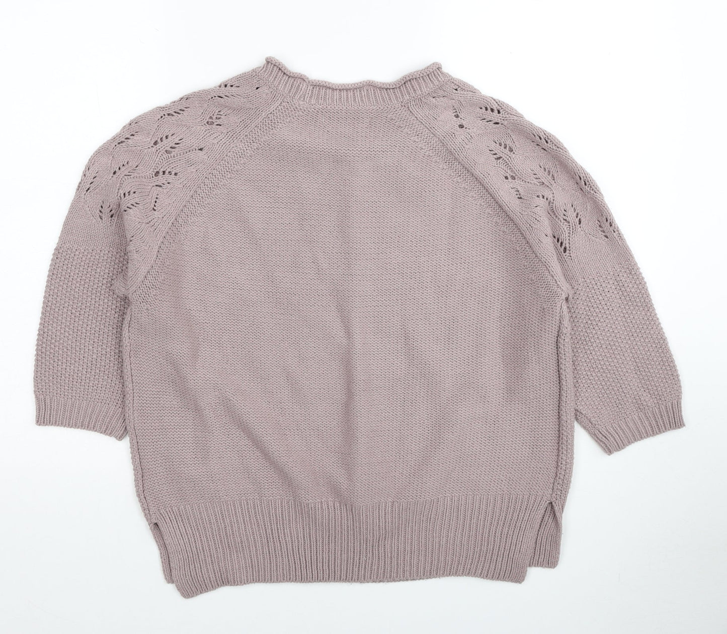 Oasis Womens Pink Scoop Neck Acrylic Pullover Jumper Size M
