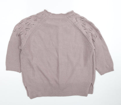 Oasis Womens Pink Scoop Neck Acrylic Pullover Jumper Size M