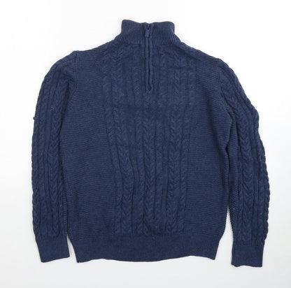 Next Girls Blue High Neck Cotton Pullover Jumper Size 11 Years Pullover