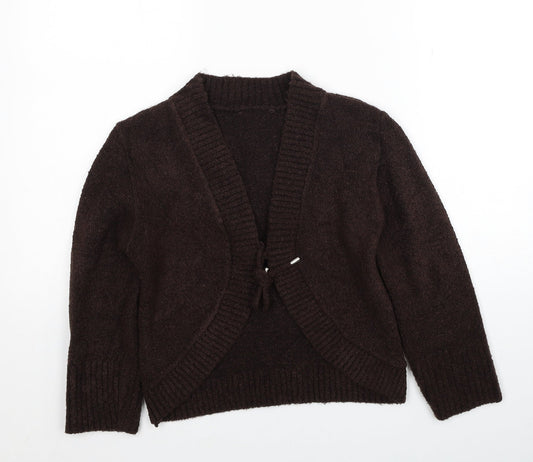 Preworn Womens Brown V-Neck Acrylic Cardigan Jumper Size M