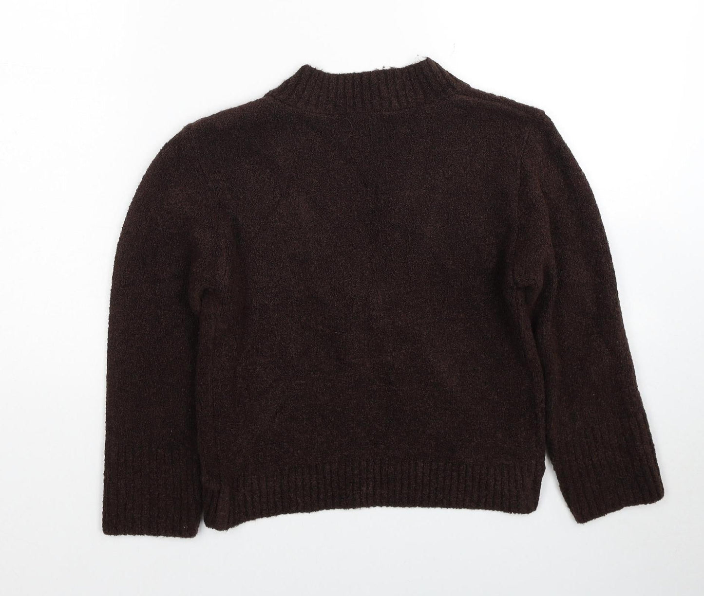 Preworn Womens Brown V-Neck Acrylic Cardigan Jumper Size M