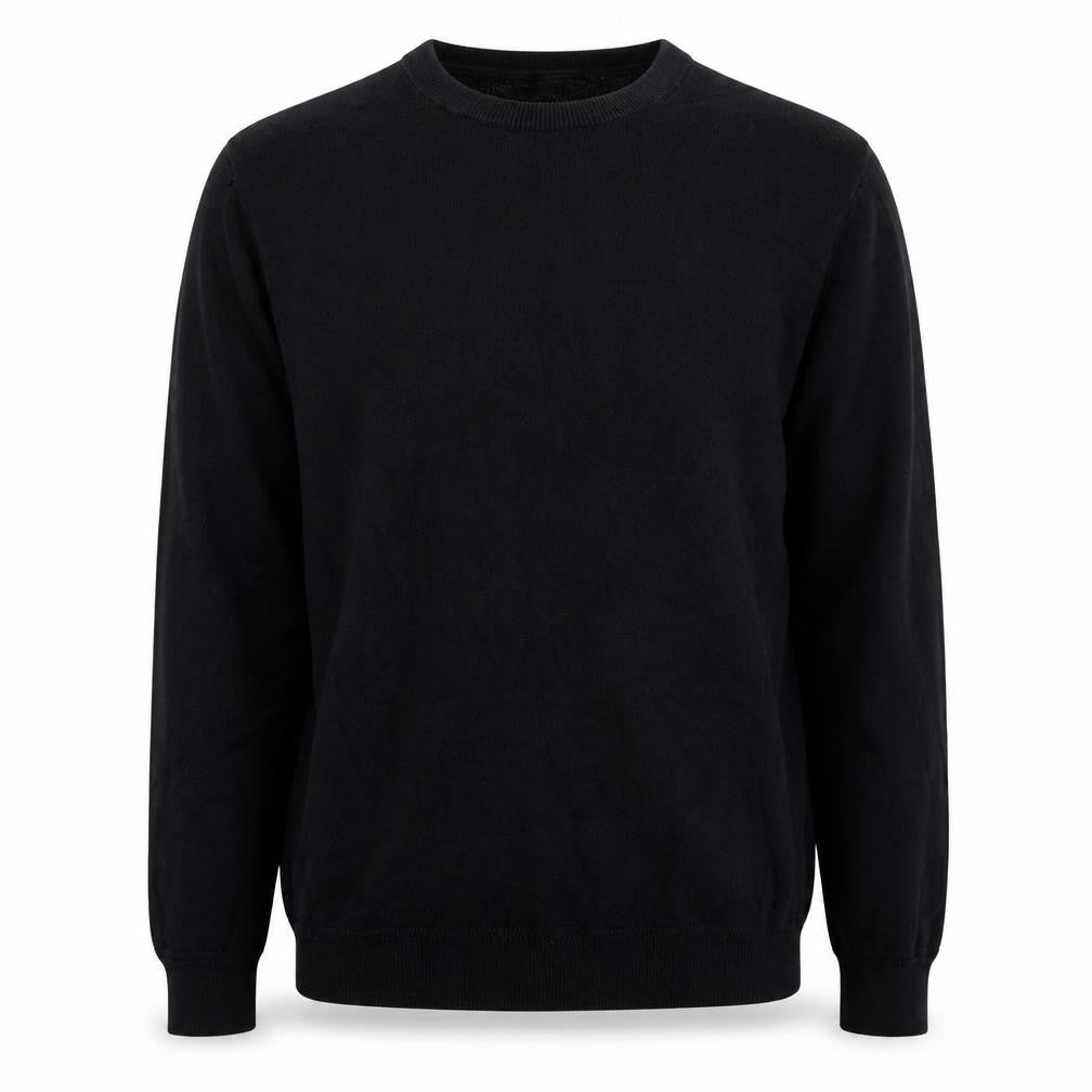 Very Mens Black Round Neck Cotton Pullover Jumper Size M
