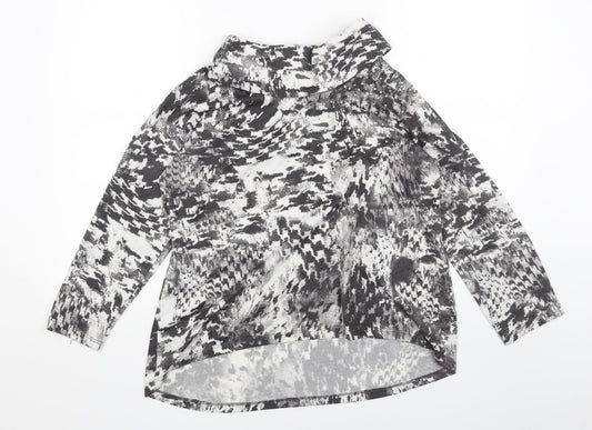 Viz A Viz Womens Grey Mock Neck Geometric Polyester Pullover Jumper Size 16