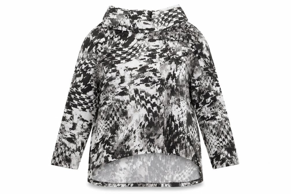 Viz A Viz Womens Grey Mock Neck Geometric Polyester Pullover Jumper Size 16