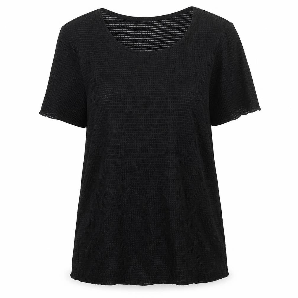 Bonmarché Womens Black Polyester Basic T-Shirt Size 14 Round Neck