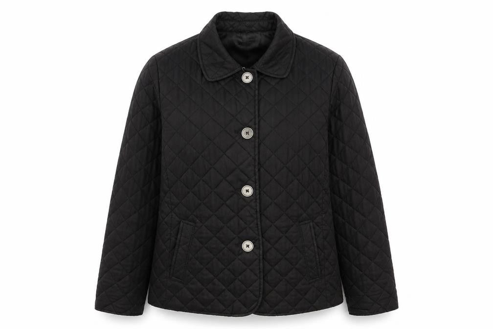Y.B.C Womens Black Quilted Jacket Size M Zip
