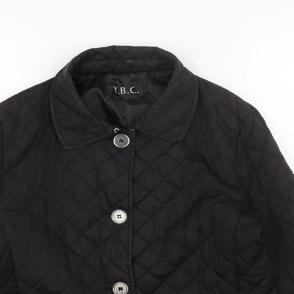 Y.B.C Womens Black Quilted Jacket Size M Zip