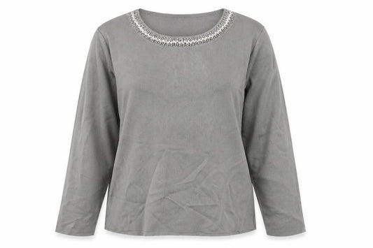 Per Una Womens Grey Viscose Basic T-Shirt Size 14 Round Neck