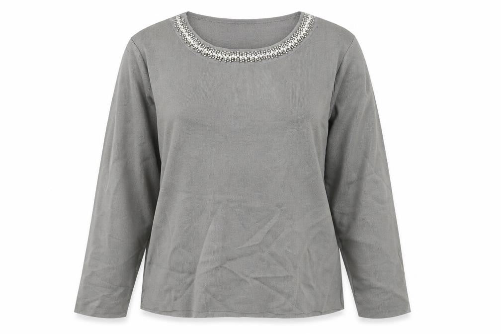 Per Una Womens Grey Viscose Basic T-Shirt Size 14 Round Neck