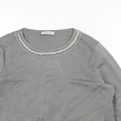 Per Una Womens Grey Viscose Basic T-Shirt Size 14 Round Neck