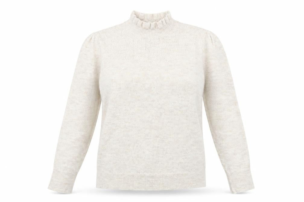 albray Womens Beige Mock Neck Acrylic Pullover Jumper Size 10