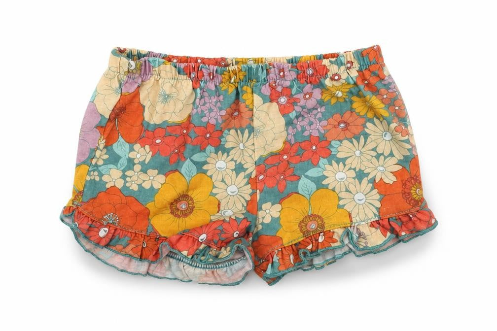 Preworn Girls Multicoloured Floral Cotton Hot Pants Shorts Size 2XS Regular