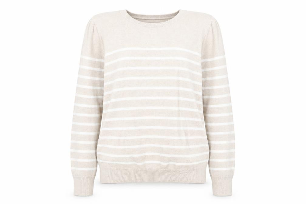 Gap Womens Beige Round Neck Striped Acrylic Pullover Jumper Size S