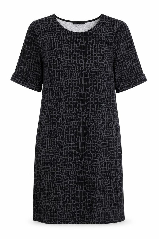 George Womens Black Animal Print Polyester A-Line Size 8 Round Neck Pullover - Crocodile Print