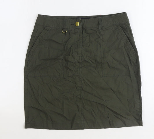 Dorothy Perkins Womens Green Cotton Straight & Pencil Skirt Size 8 Zip