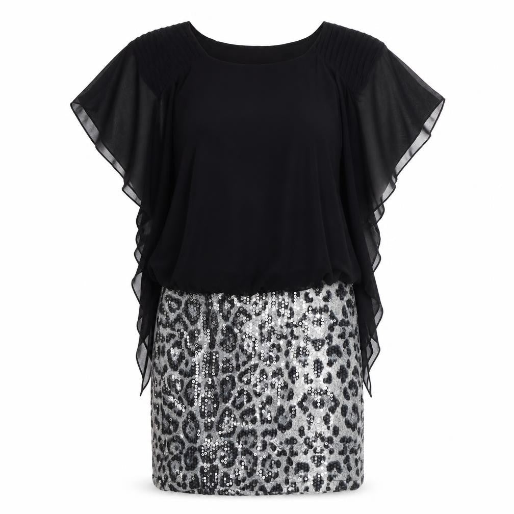Boohoo Womens Black Animal Print Polyester A-Line Size 10 Round Neck Pullover - Leopard Pattern