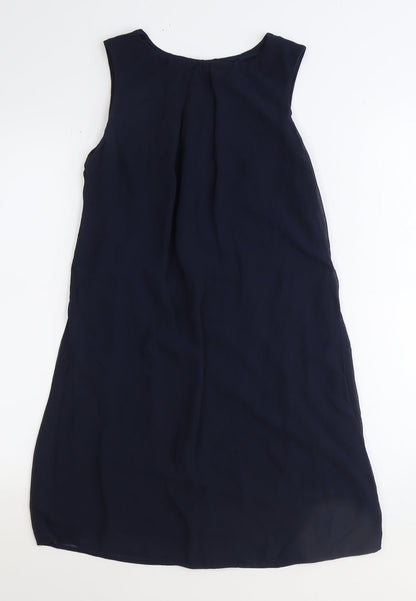 Primark Womens Blue Polyester A-Line Size 8 Boat Neck Button