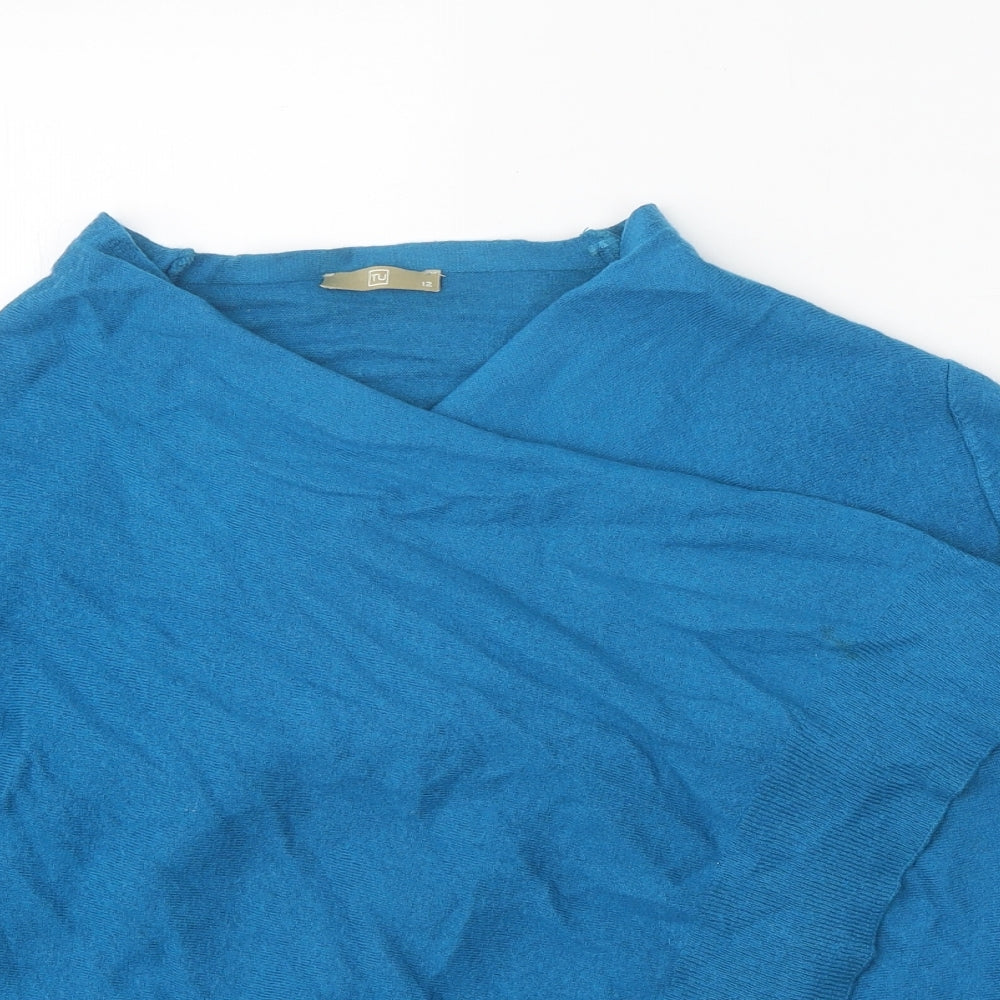 TU Womens Blue V-Neck Acrylic Cardigan Jumper Size 12