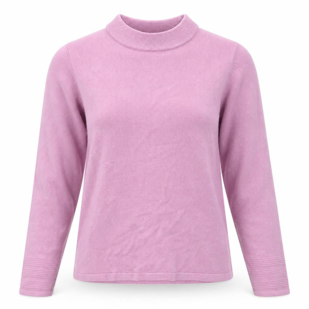 Classic Womens Pink Mock Neck Acrylic Pullover Jumper Size 12