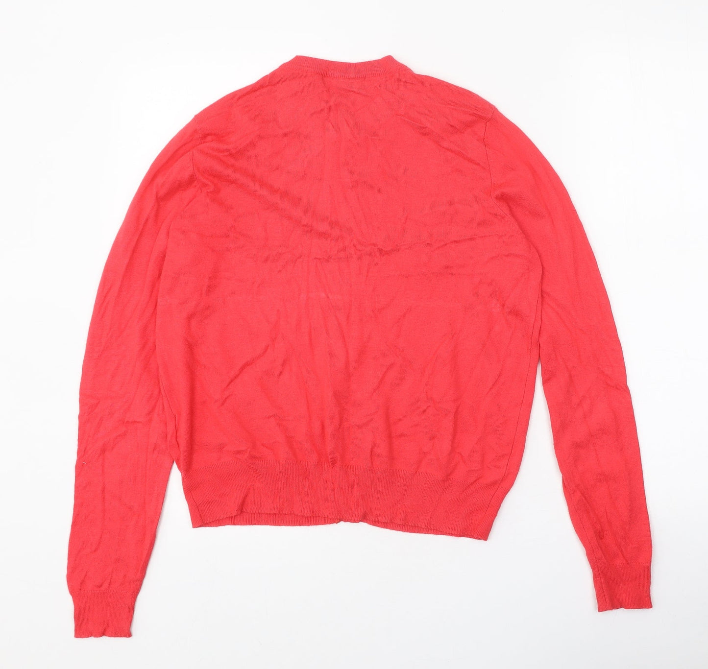 Marks and Spencer Womens Pink Roll Neck Viscose Cardigan Jumper Size 14