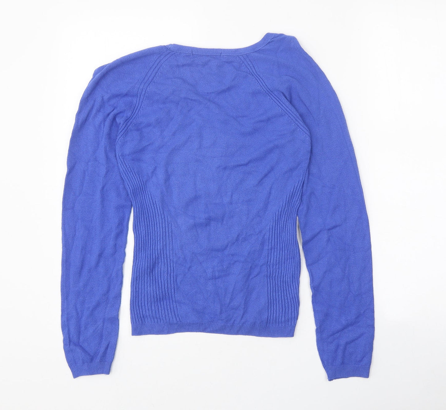 Marks and Spencer Womens Blue V-Neck Viscose Pullover Jumper Size 12