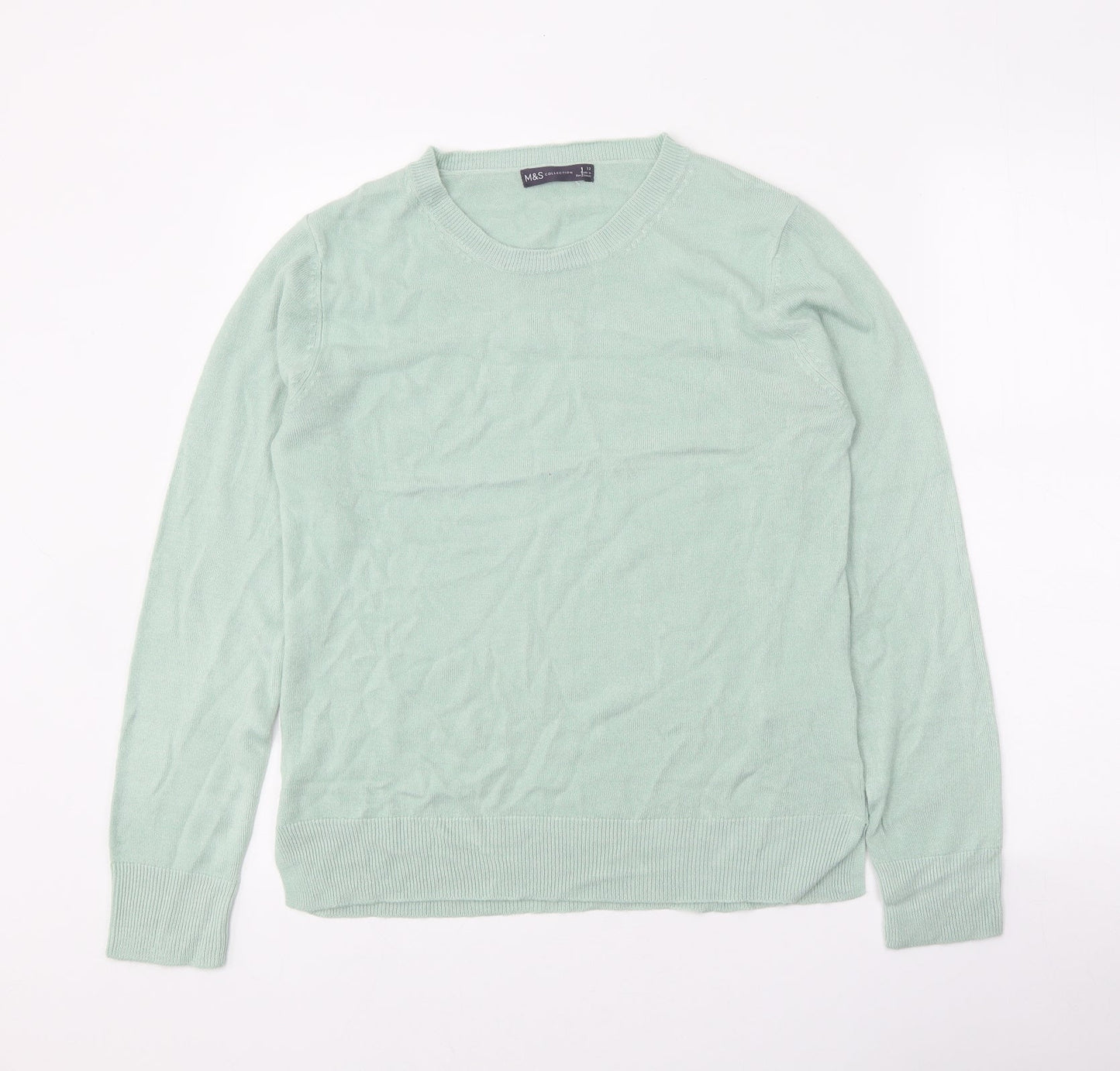 Marks and Spencer Womens Green Roll Neck Acrylic Pullover Jumper Size 12