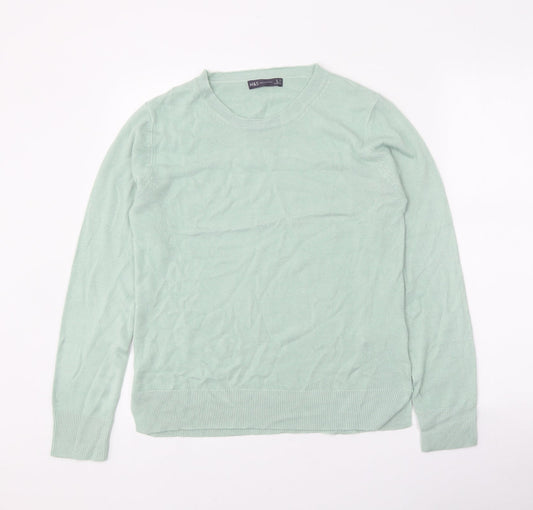 Marks and Spencer Womens Green Roll Neck Acrylic Pullover Jumper Size 12