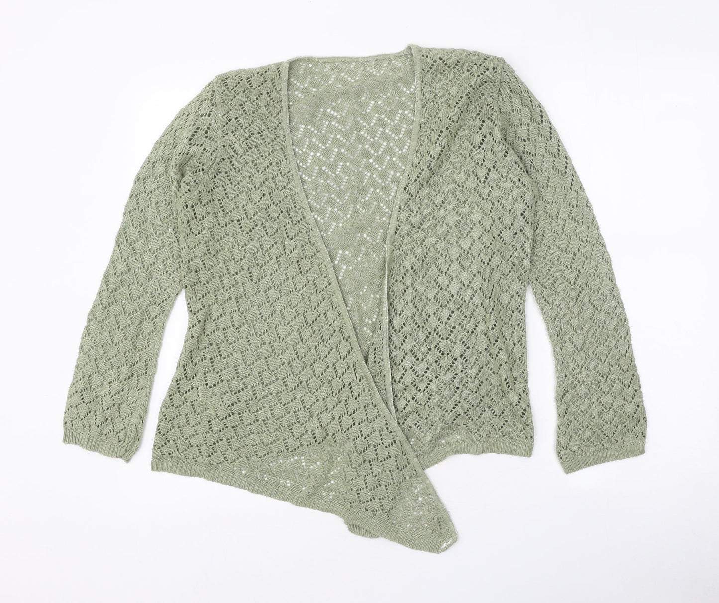 Preworn Womens Green V-Neck Acrylic Cardigan Jumper Size 2