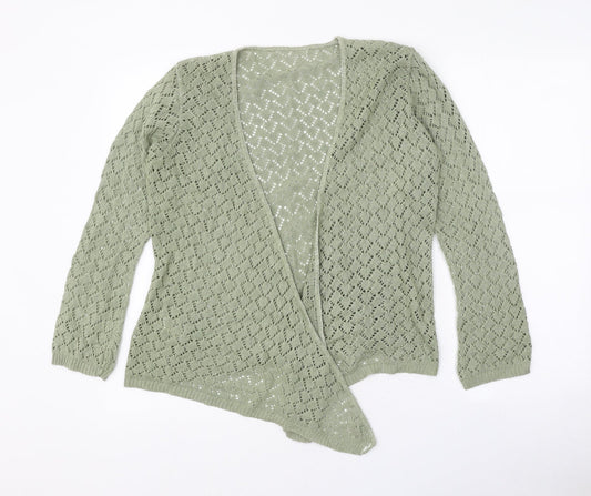 Preworn Womens Green V-Neck Acrylic Cardigan Jumper Size 2
