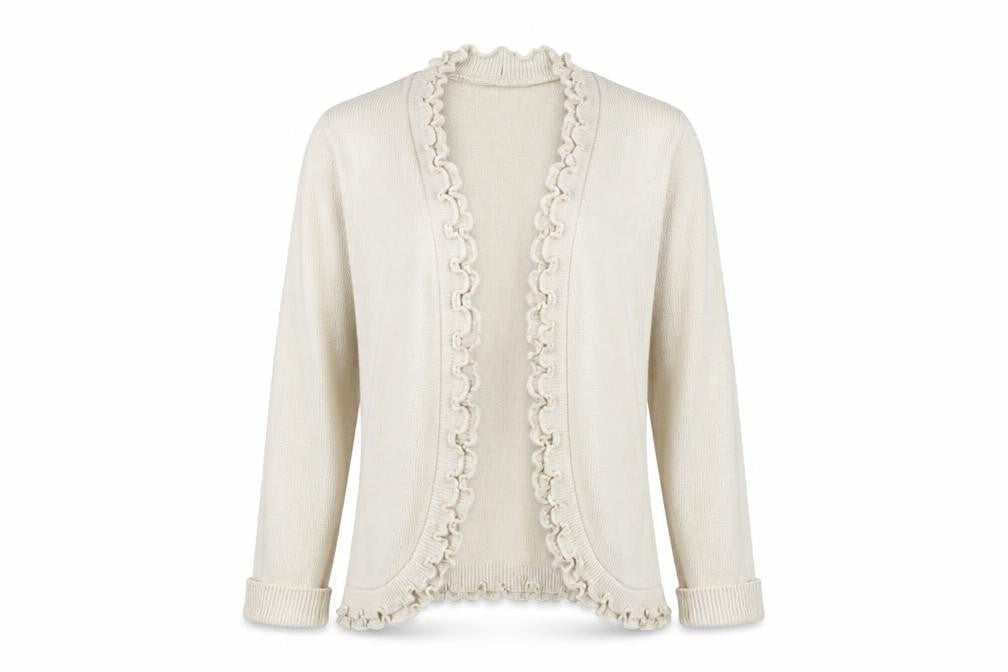 Preworn Womens Beige V-Neck Acrylic Cardigan Jumper Size 4