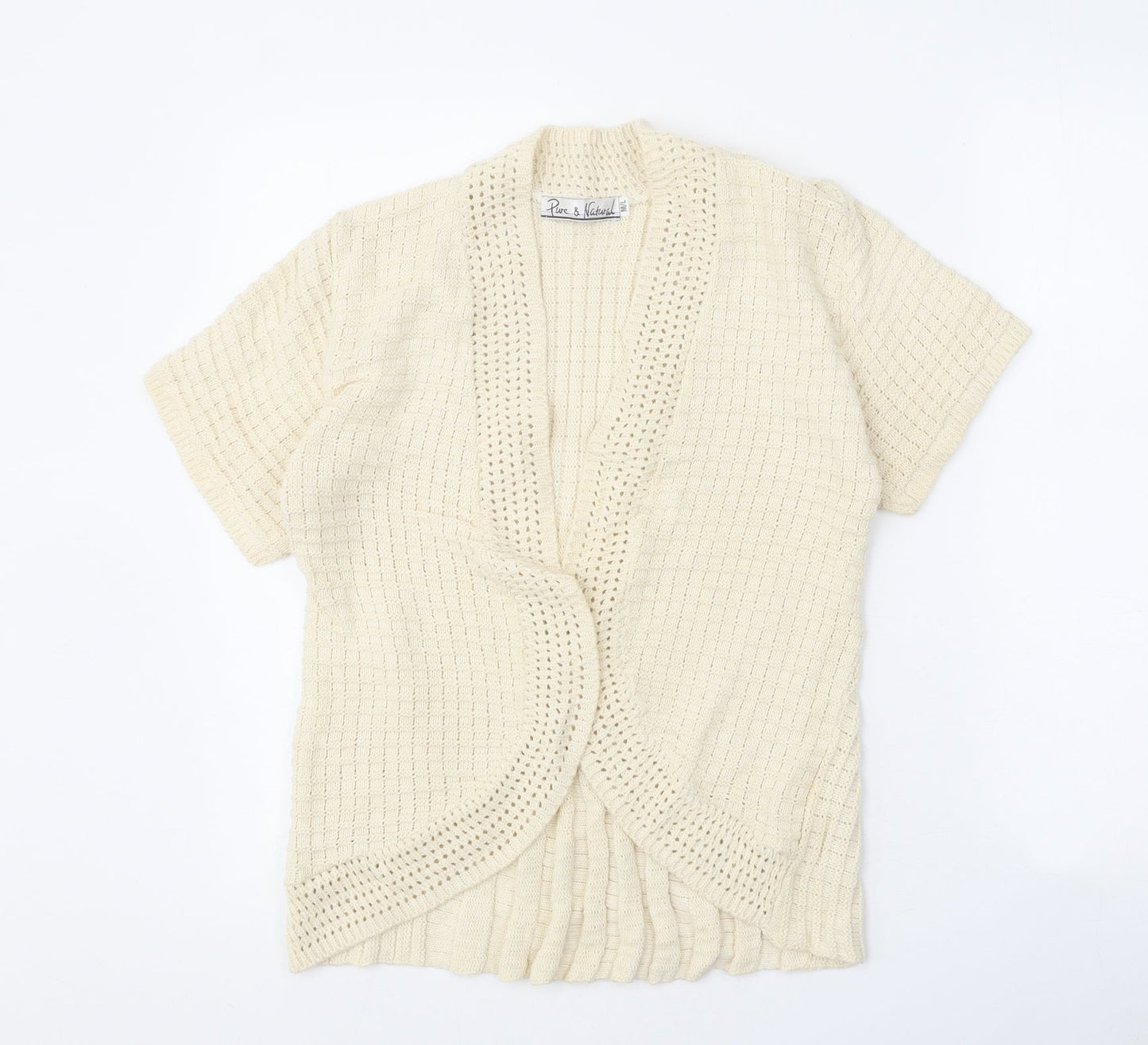 Pure & Natural Womens Beige V-Neck Cotton Cardigan Jumper Size M