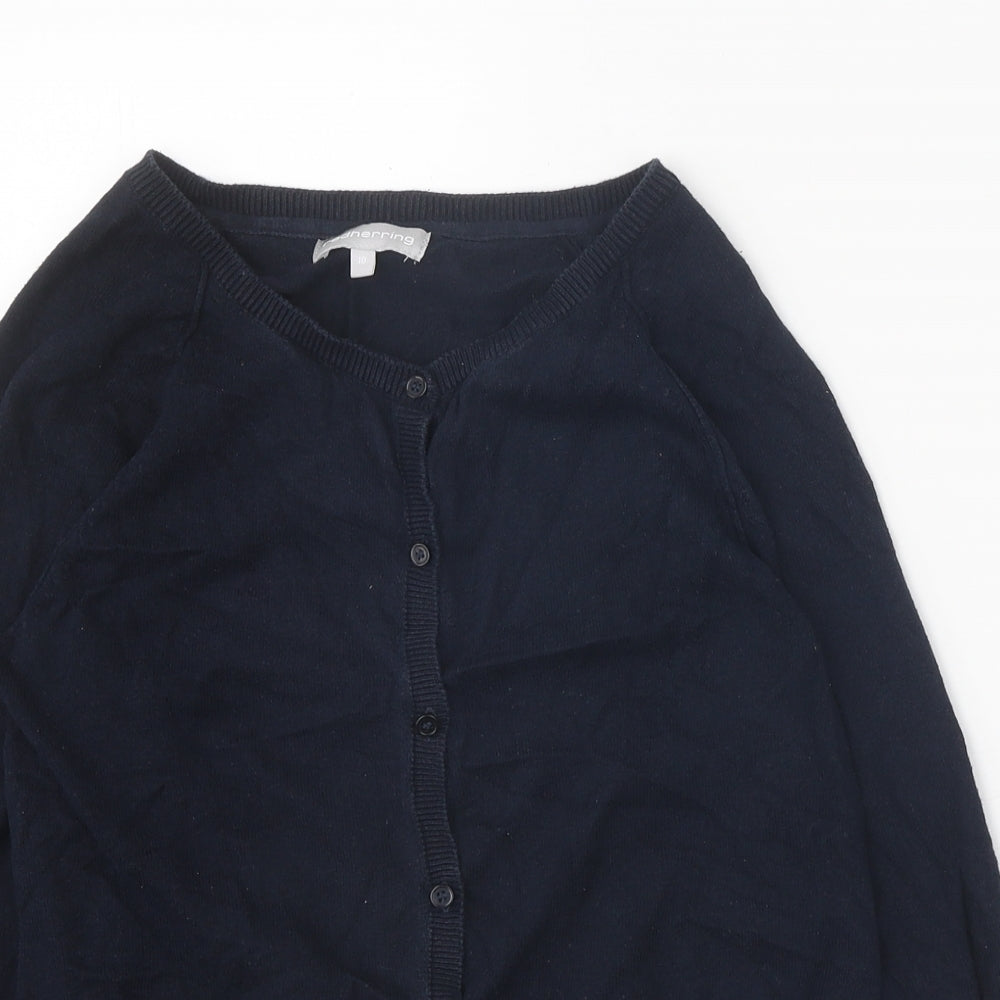 Red Herring Womens Blue V-Neck 100% Cotton Cardigan Jumper Size 10