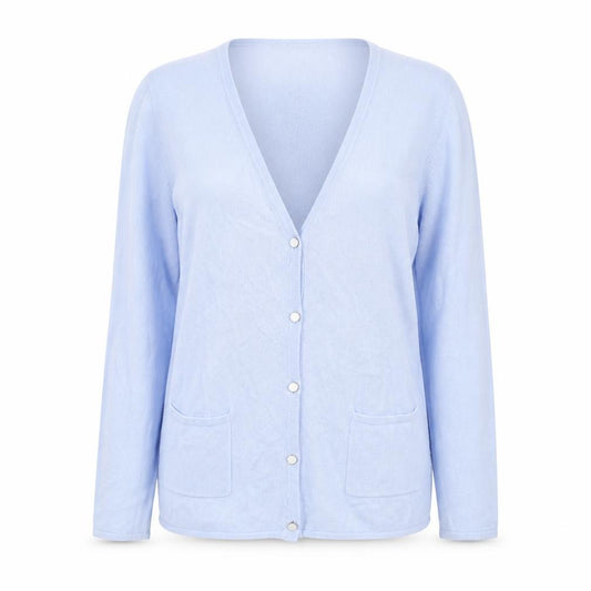 Preworn Womens Blue V-Neck Acrylic Cardigan Jumper Size 12