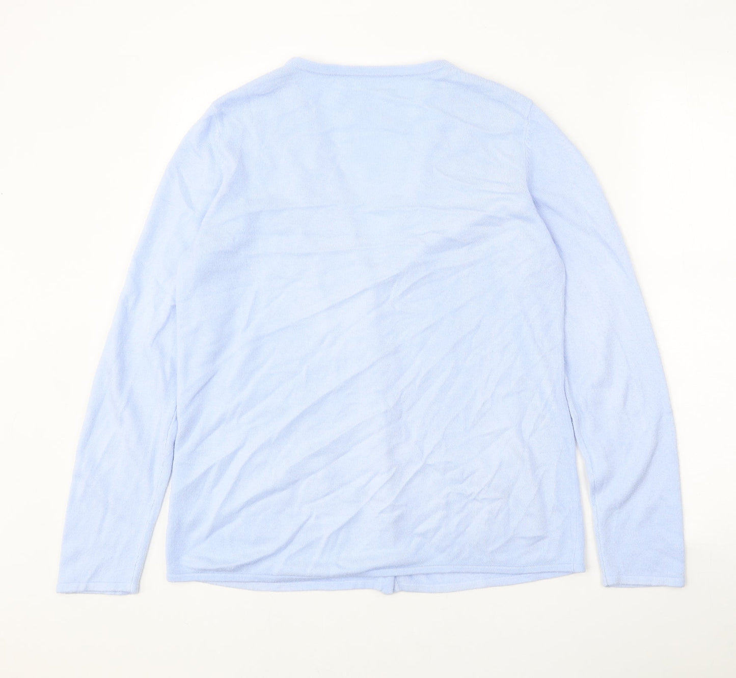 Preworn Womens Blue V-Neck Acrylic Cardigan Jumper Size 12