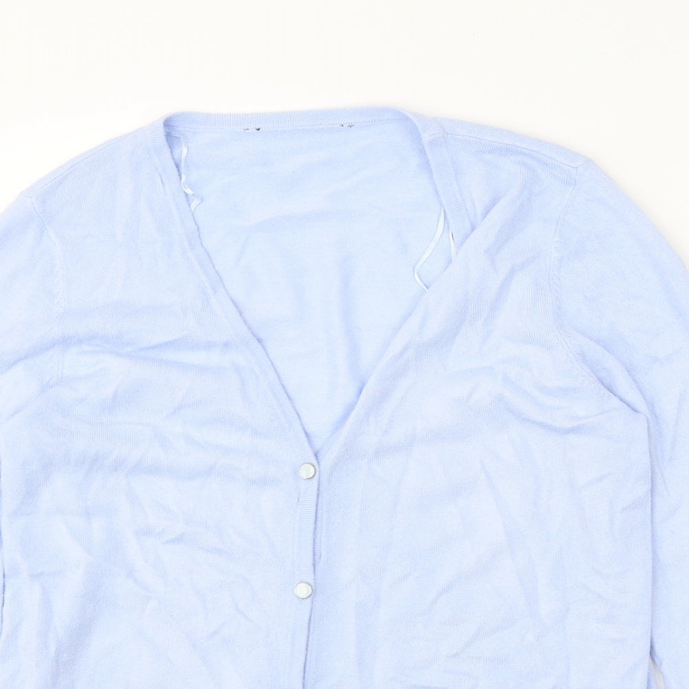 Preworn Womens Blue V-Neck Acrylic Cardigan Jumper Size 12