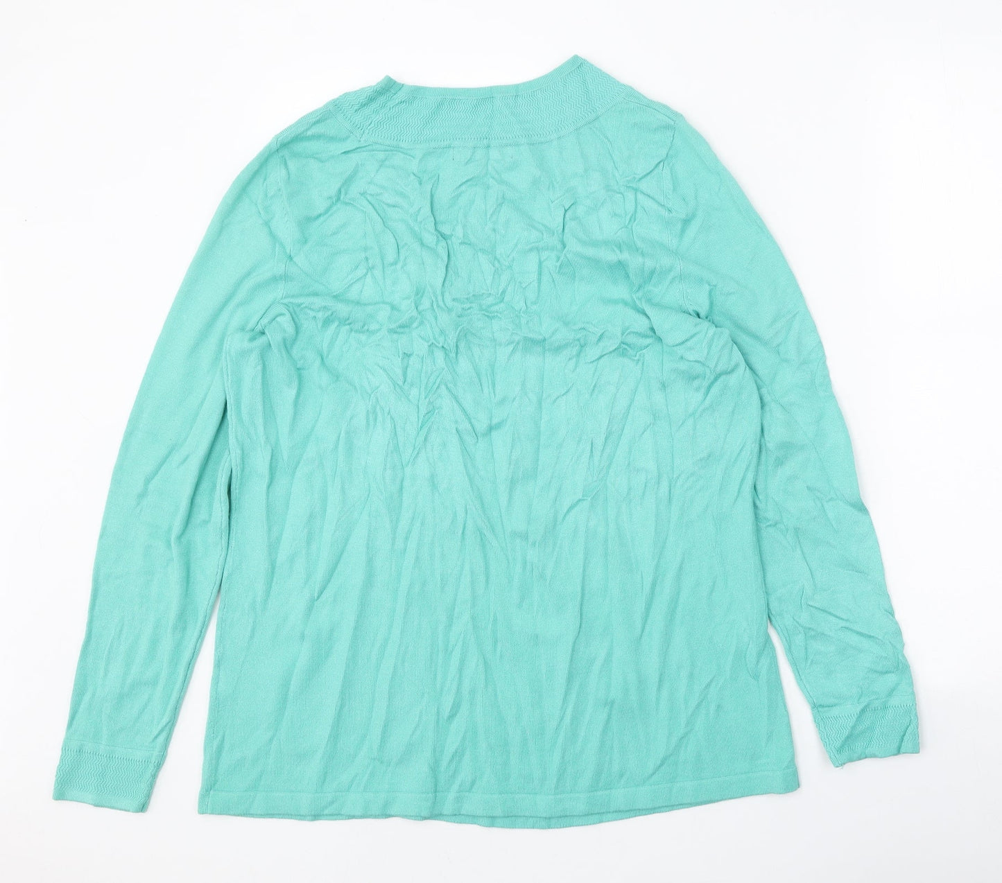 Bonmarché Womens Green Round Neck Viscose Pullover Jumper Size M