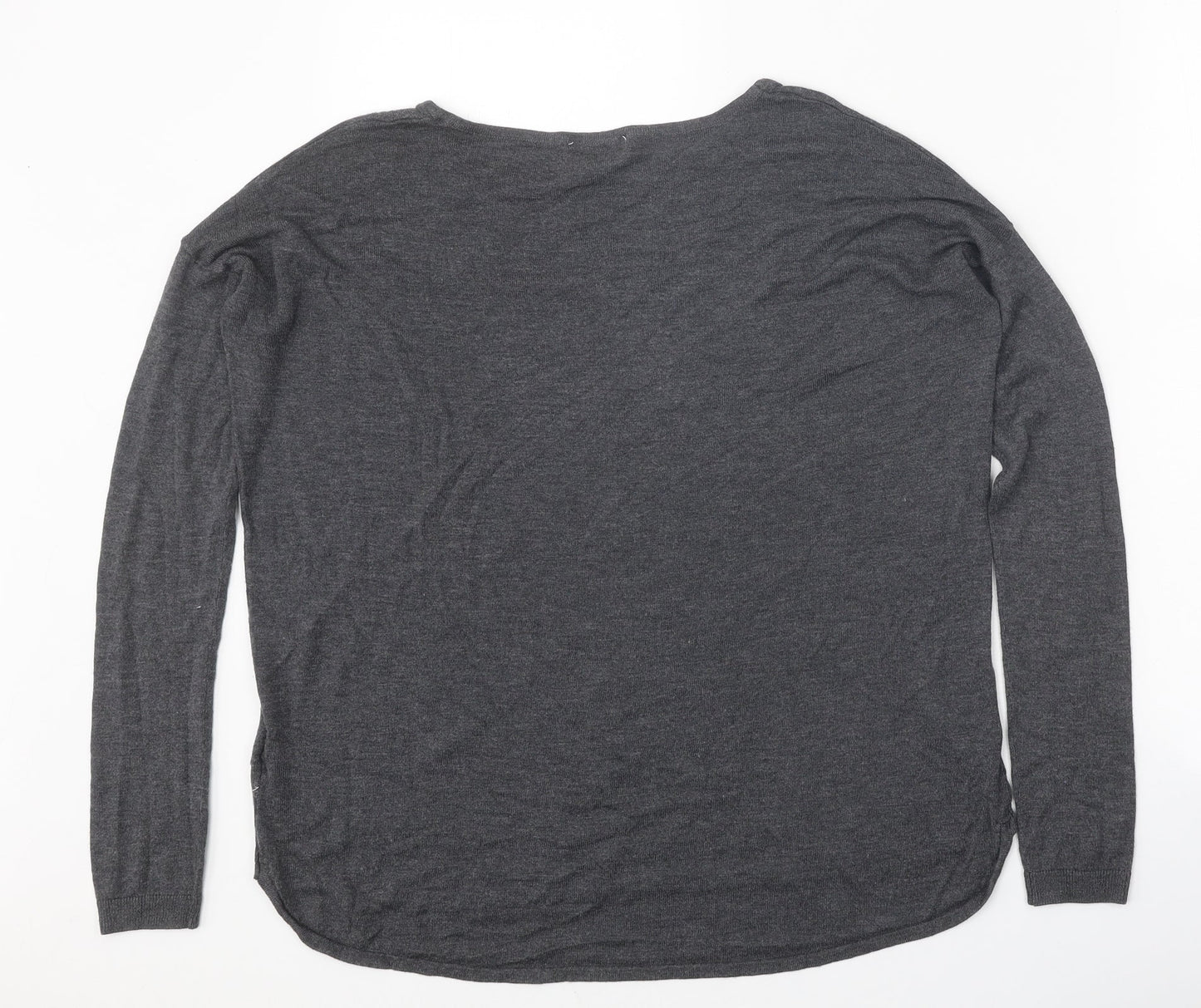 H&M Womens Grey Boat Neck Acrylic Pullover Jumper Size S