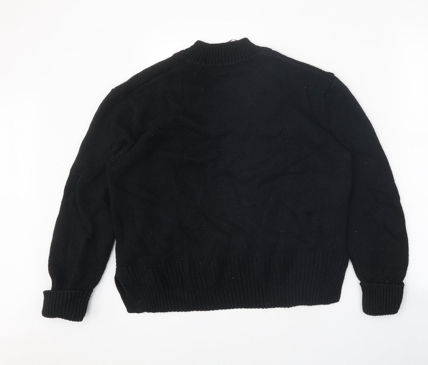Marks and Spencer Womens Black V-Neck Cotton Pullover Jumper Size M