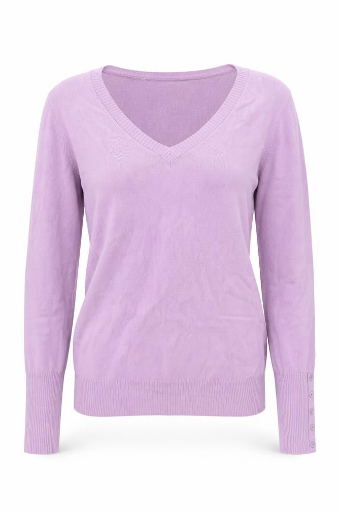 Sisley Womens Purple V-Neck Acrylic Pullover Jumper Size XS