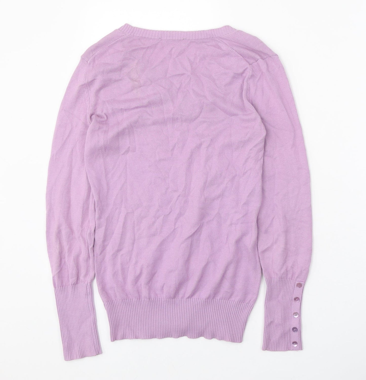 Sisley Womens Purple V-Neck Acrylic Pullover Jumper Size XS