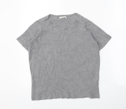 Tu Womens Grey Round Neck Viscose Pullover Jumper Size 12
