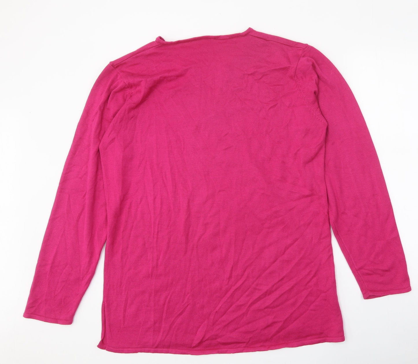 Agenda Womens Pink V-Neck Acrylic Pullover Jumper Size 12