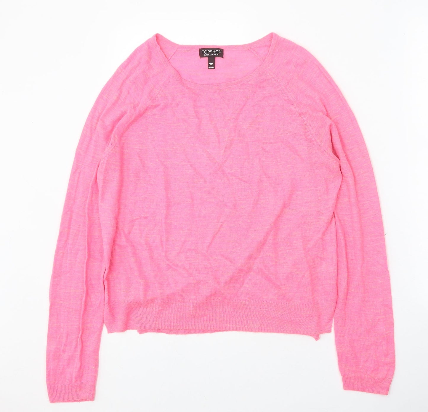 Topshop Womens Pink Round Neck Acrylic Pullover Jumper Size 10