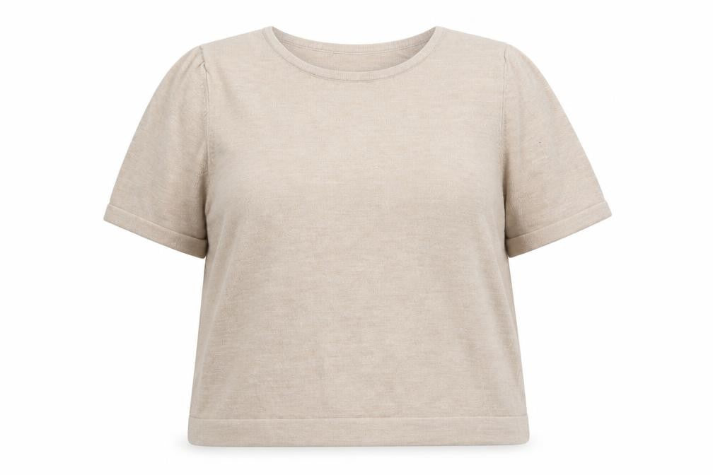 Classic Womens Beige Round Neck Acrylic Pullover Jumper Size 18