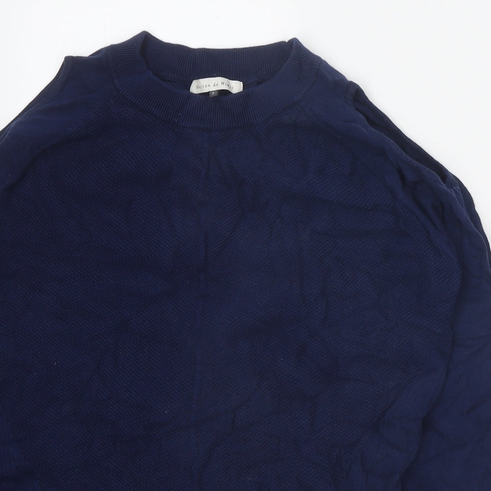 Maison de Nimes Womens Blue Round Neck 100% Cotton Pullover Jumper Size S