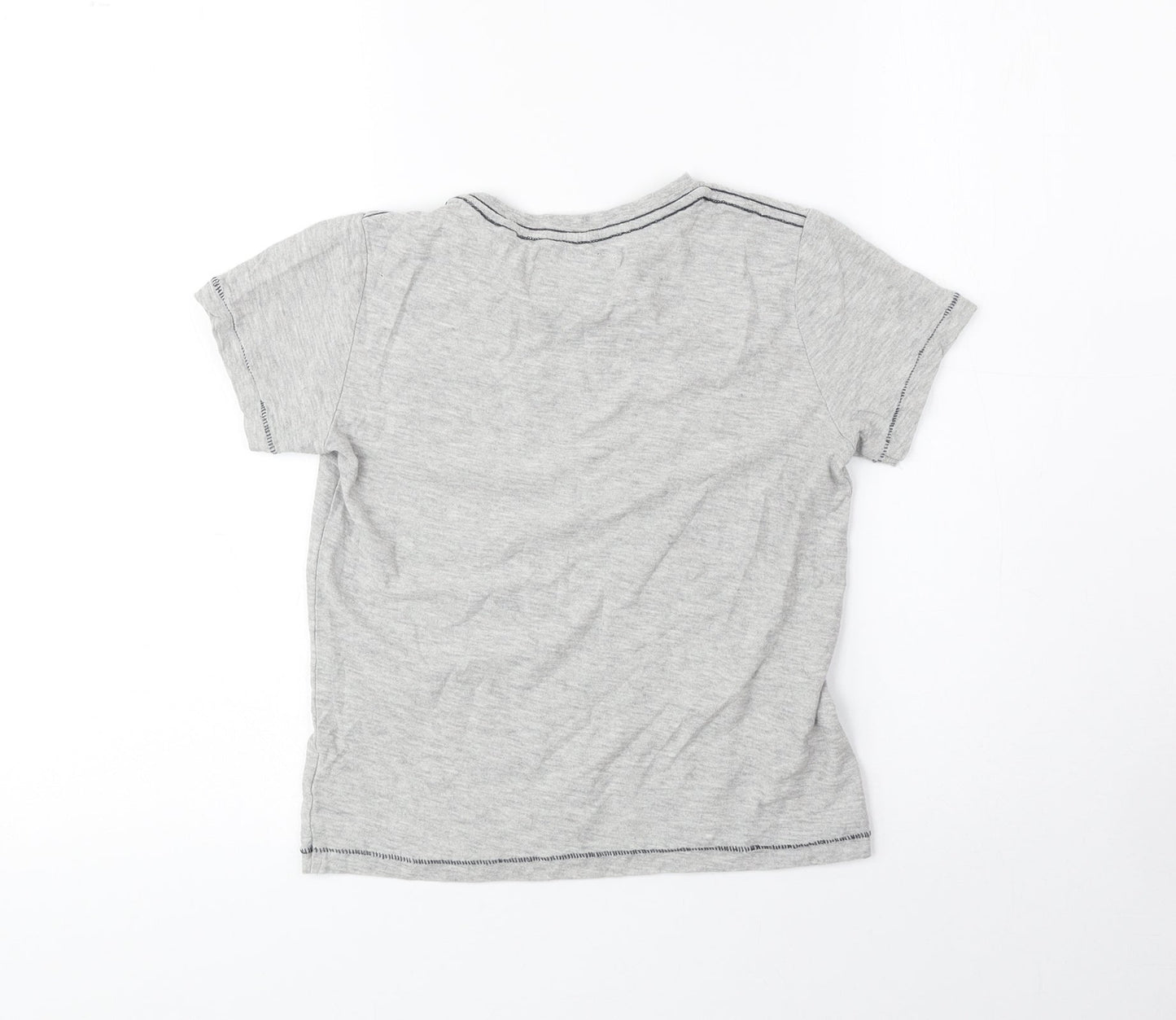 NEXT Boys Grey Cotton Basic T-Shirt Size 7 Years Round Neck Pullover