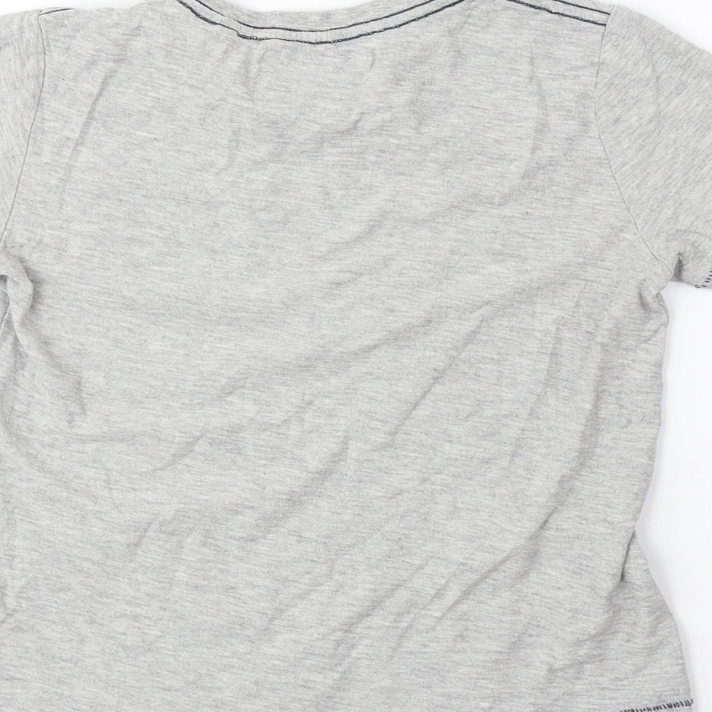 NEXT Boys Grey Cotton Basic T-Shirt Size 7 Years Round Neck Pullover