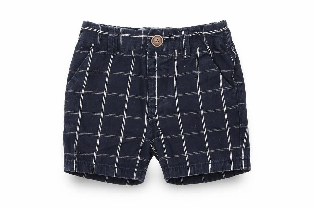 Next Girls Blue Striped 100% Cotton Cropped Trousers Size 12-18 Months Button