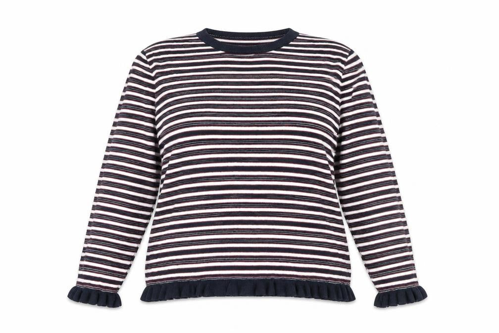 Papaya Womens Blue Round Neck Striped Cotton Pullover Jumper Size 18