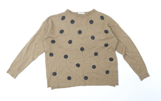 Sweet Lady Womens Brown Round Neck Polyamide Pullover Jumper Size S